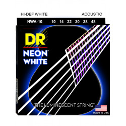 DR NWA-10 - Hi-Def Neon - White, jeu guitare acoustique, Extra Light 10-48