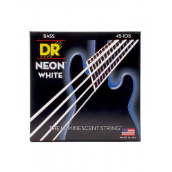 DR NWB-45 - Hi-Def Neon - White, jeu guitare basse, Medium 45-105