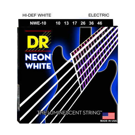 DR NWE-10 - Hi-Def Neon - White, jeu guitare électrique, Medium 10-46