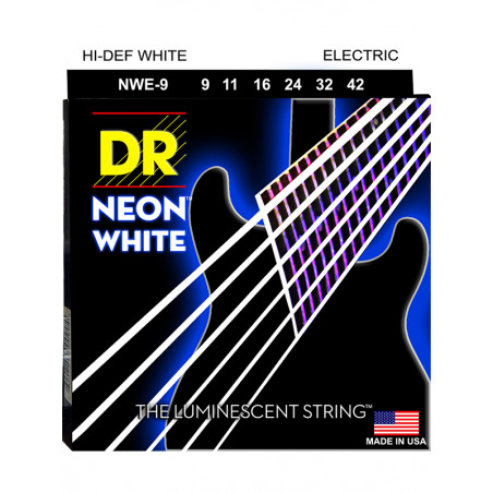 DR NWE-9 - Hi-Def Neon - White, jeu guitare électrique, Light 9-42