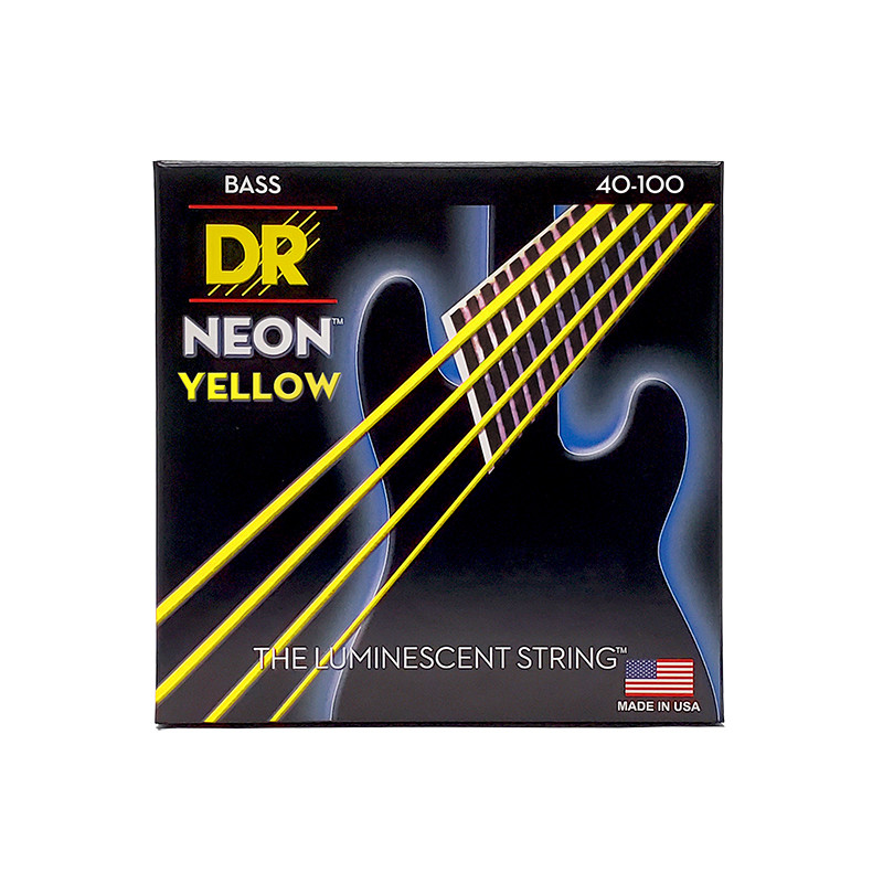 DR NYB-40 - Hi-Def Neon - Yellow, jeu guitare basse, Light 40-100