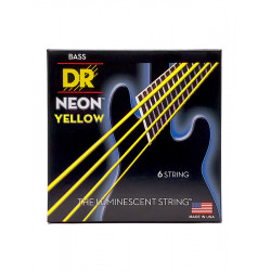 DR NYB6-30-120 - Hi-Def Neon - Yellow, jeu guitare basse, 6 cordes Light à Medium 30-120