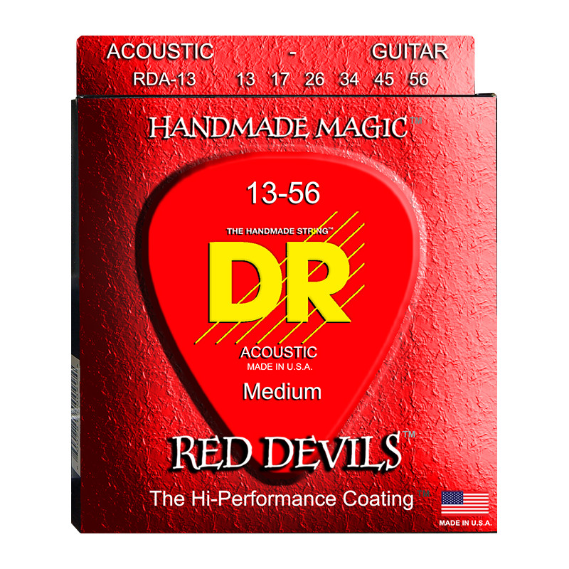 DR RDA-13 - Red Devils - Red, jeu guitare acoustique, Medium 13-56