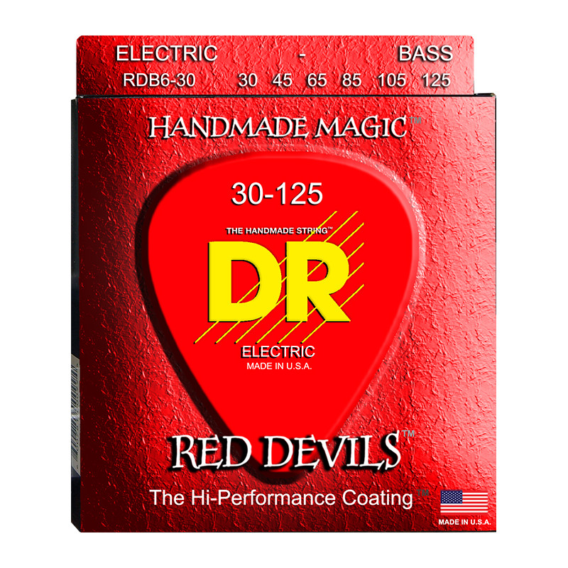 DR RDB6-30 - Red Devils - Red, jeu guitare basse, 6 cordes Medium 30-125