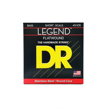 DR SFL-45 - Legend - Polished Flatwound Stainless Steel, jeu guitare basse, Medium 45-105 Short Scale