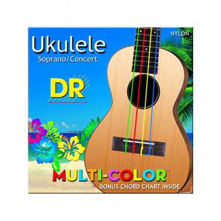 DR UMCSC - Nylon multi-color, jeu de cordes ukulélé soprano/concert
