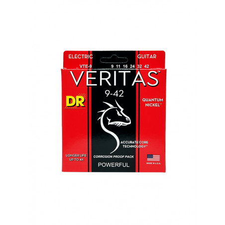 DR VTE-9 - Veritas - Coated Core Technology, jeu guitare électrique, Light 9-42