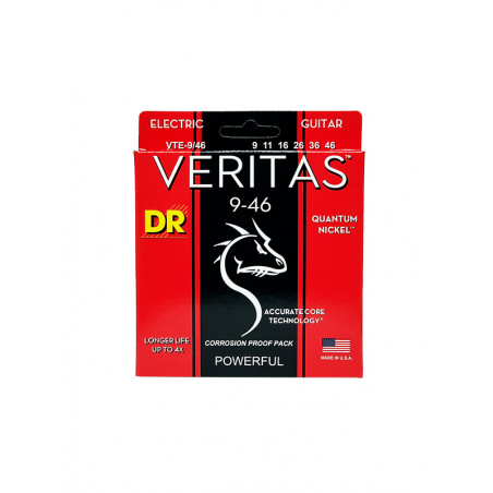 DR VTE-9-46 - Veritas - Coated Core Technology, jeu guitare électrique, Light à Medium 9-46