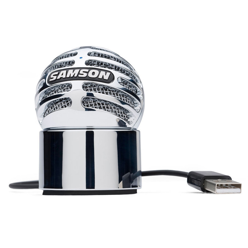 Samson METEORITE CHROME - Microphone à condensateur USB cardioïde - Finition chrome brillant
