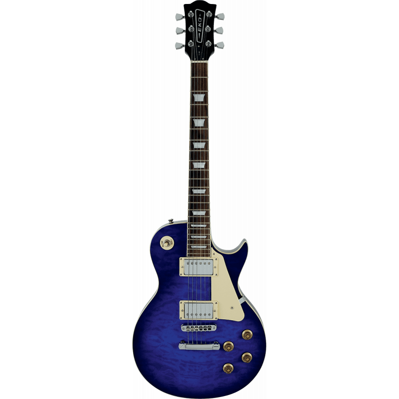 Eko  VL480-BLU - Guitare electrique Type LP See Thru Blue Quilted