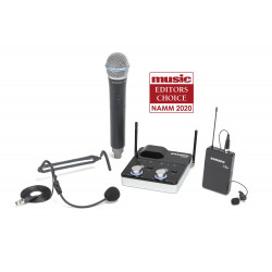 Samson Concert 288m ALL-IN-ONE - Ensemble UHF double (1 micro main, 1 émetteur ceinture, 1 micro-casque 1 micro-cravate)