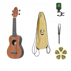 Keiki K2-MAH-L - Pack Ukulele Soprano Keiki Acajou Gaucher