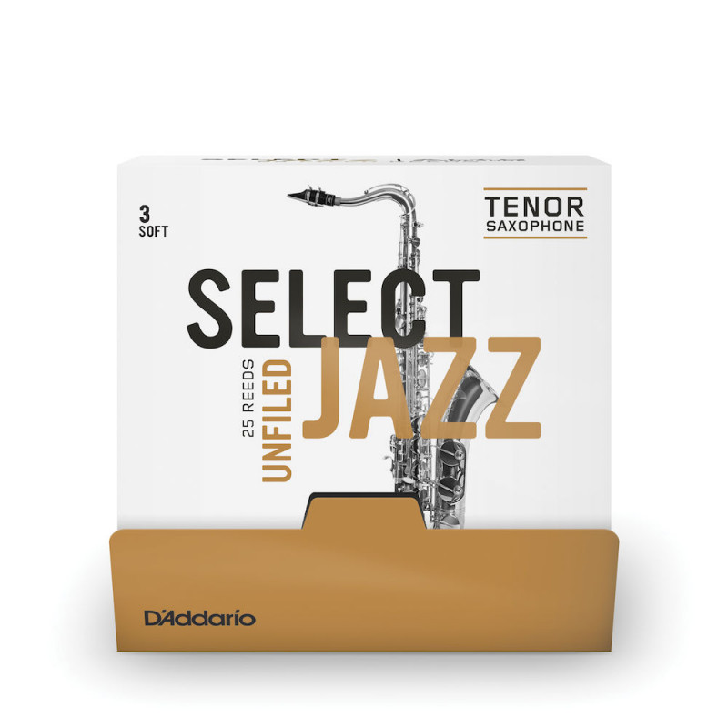 D'Addario RRS01TSX3S-B25 - Anches Select Jazz saxophone ténor, américaine, force 3, boîte de 25