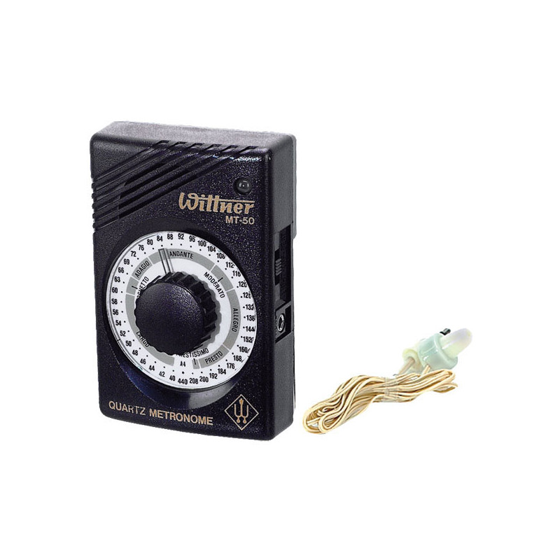 Wittner MT50 - Metronome à quartz, avec écouteur, pile non fournie, noir