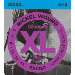 D'Addario EXL120 - Super light 9-42 - Jeu de cordes guitare électrique