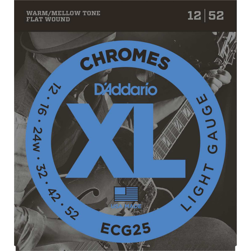 D'Addario ECG25 Chrome light 12-52 - Jeu de cordes guitare électrique