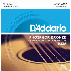 D'Addario EJ38 - Light 10-47 - Jeu de cordes Guitare acoustique 12 cordes
