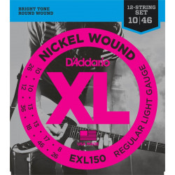 Jeu de cordes guitare électrique 12 cordes D'addario EXL150