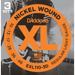 3 Jeux de cordes guitare électrique D'addario EXL110