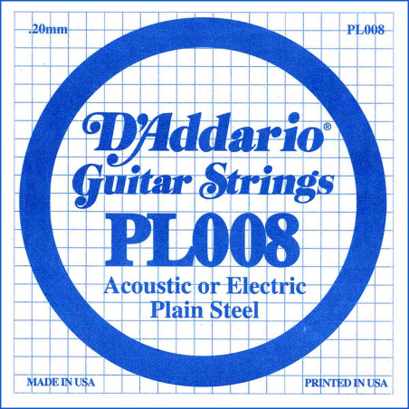 D'addario PL008 - Corde au détail 008 guitare électrique - Acier plein