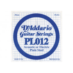 D'addario PL012 - Corde au détail 012 guitare électrique - Acier plein