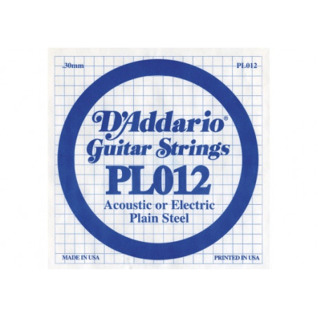 D'addario PL012 - Corde au détail 012 guitare électrique - Acier plein