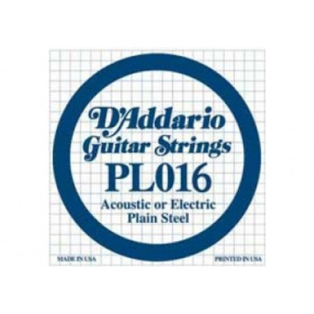 D'Addario PL016 - Corde au détail guitare électrique Acier plein 016