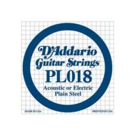 D'Addario PL018 - Corde au détail guitare électrique Acier plein 018