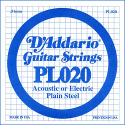 D'addario PL020 - Corde au détail 020 guitare électrique - Acier plein