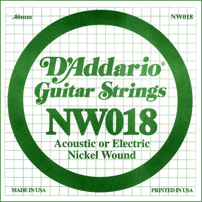 Corde au détail D'addario NW018 - guitare électrique - Filet rond 018