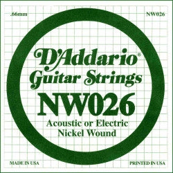 Corde D'addario tirant 26 guitare électrique - Filet rond NW026