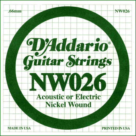 Corde D'addario tirant 26 guitare électrique - Filet rond NW026