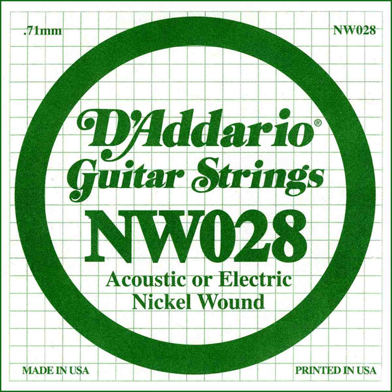 D'addario NW028 - Corde au détail Filet rond 028 pour guitare électrique