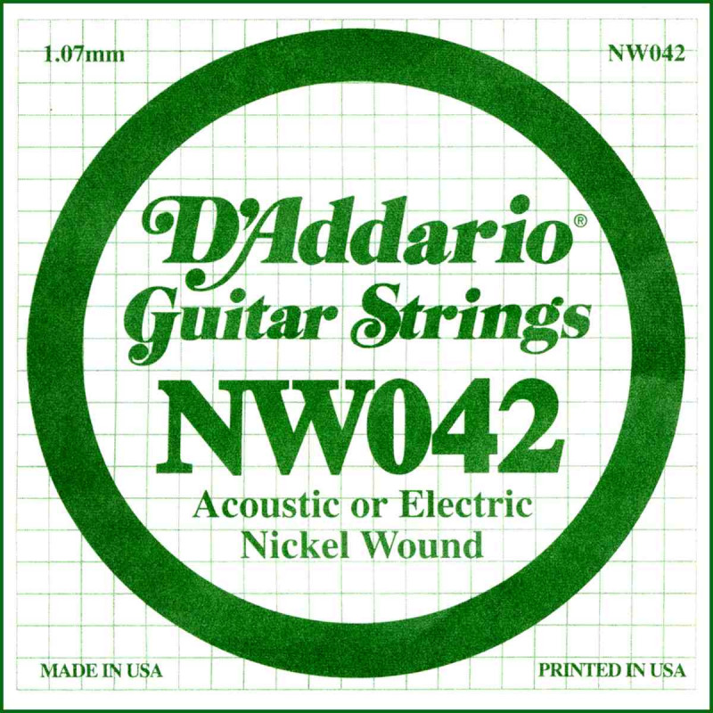 Corde 042 D'addario guitare électrique - Filet rond NW042