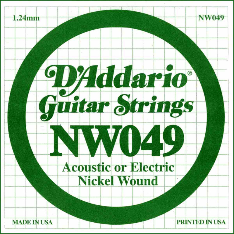 Corde au détail D'addario NW049 - guitare électrique - Filet rond 049