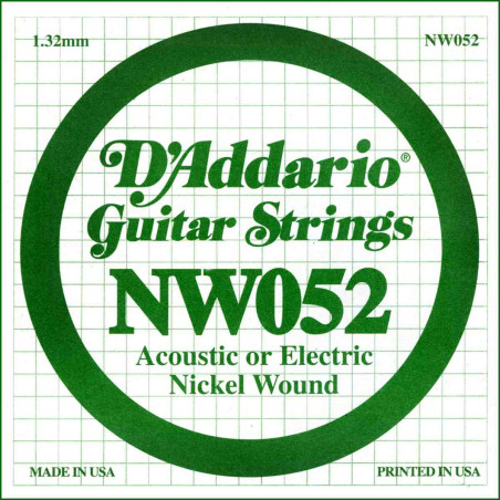 Corde 052 D'addario NW052 - guitare électrique