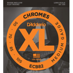 D'addario ECB82 Chromes Super regular 50-105 - Jeu de cordes filet plat basse électrique