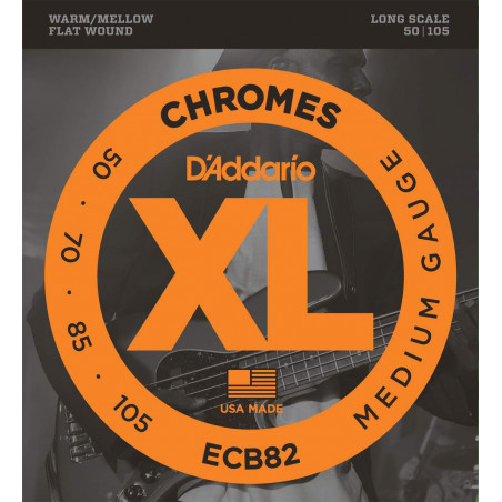D'addario ECB82 Chromes Super regular 50-105 - Jeu de cordes filet plat basse électrique