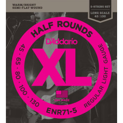 D'addario ENR71-5 Half Rounds 45-130 - Jeu de cordes filet plat ½ rond basse électrique 5 cordes