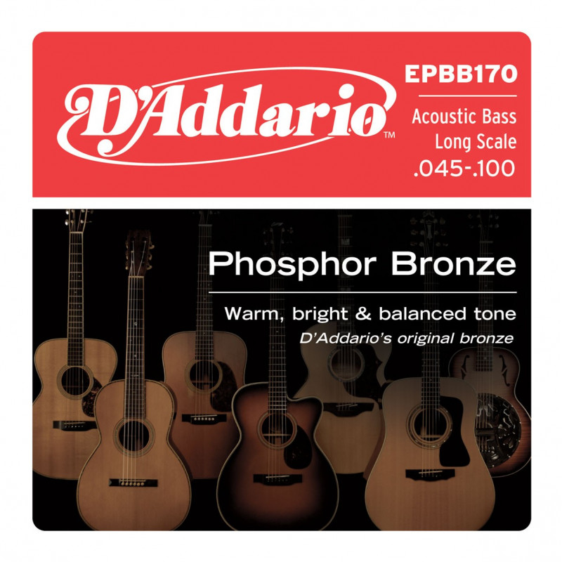 D'addario EPBB170 Phosphore Bronze 45-100 - Jeu de cordes basse acoustique 4 cordes