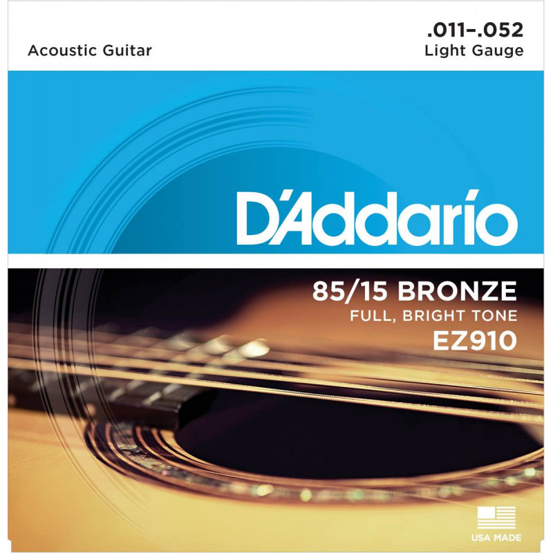 Jeu de cordes Guitare acoustique D'Addario 85/15 medium light - EZ910