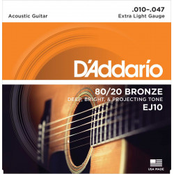 D'Addario EJ10 extra light 80/20 Bronze - Jeu de cordes guitare acoustique