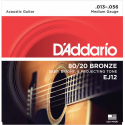 Jeu de cordes guitare acoustique D'Addario EJ12 medium 80/20 Bronze