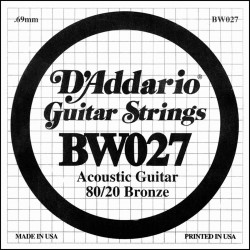 Corde au détail D'Addario pour guitare acoustique 027 80/20 File Bronze - BW027