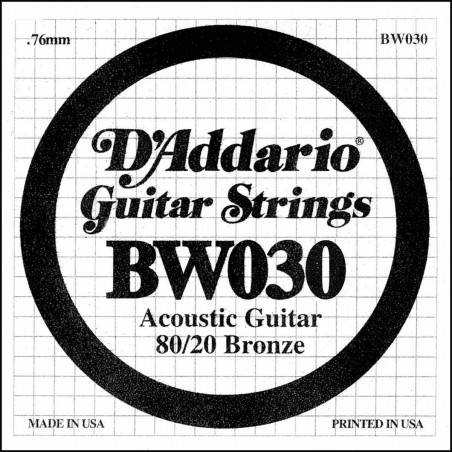 Corde au détail D'Addario pour guitare acoustique 030 80/20 File Bronze - BW030