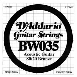 Corde au détail D'Addario pour guitare acoustique 035 80/20 File Bronze - BW035