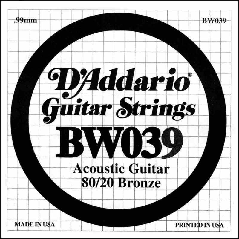 Corde au détail D'Addario pour guitare acoustique 039 80/20 File Bronze - BW039