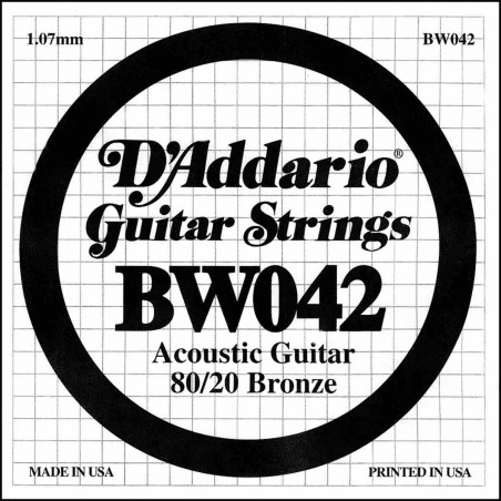 Corde au détail D'Addario pour guitare acoustique 042 80/20 File Bronze - BW042