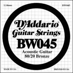 Corde au détail D'Addario pour guitare acoustique 045 80/20 File Bronze - BW045