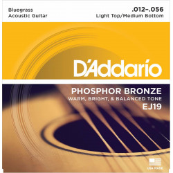 D'Addario EJ19 Bluegrass Light Top Medium.12-56 - Jeu de cordes pour guitare acoustique